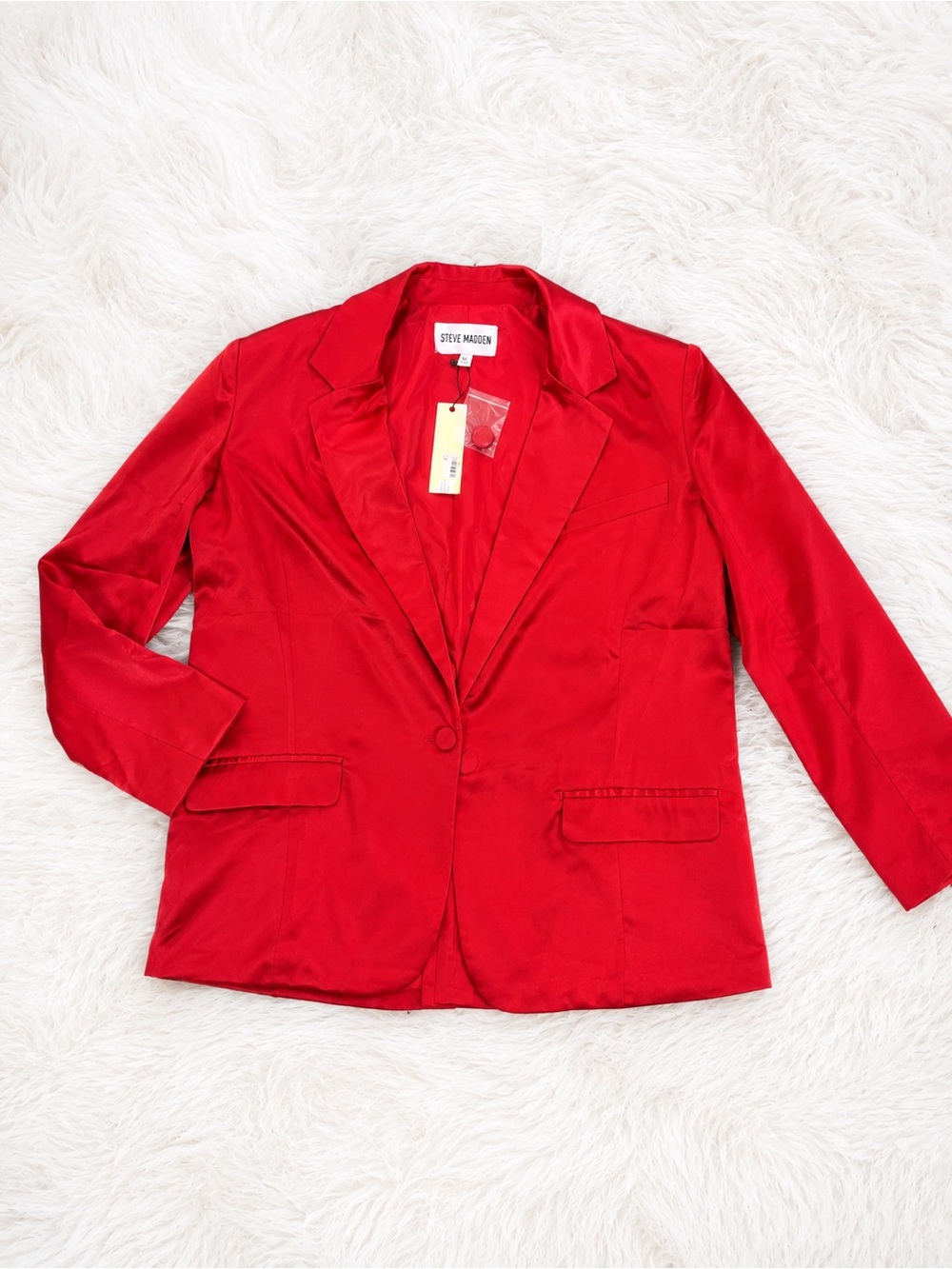 Steve Madden Red Satin Blazer XL NWT Statement Jacket Holiday Party Office Chic